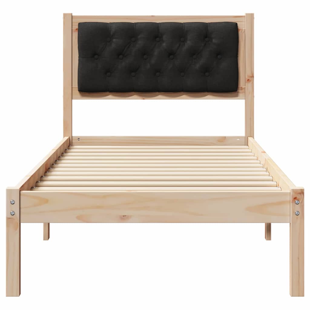 Bedframe met hoofdeinde Zwart 75 x 190 cm Massief grenenhout is nu te koop bij PeponiXL, paradijselijk wonen!