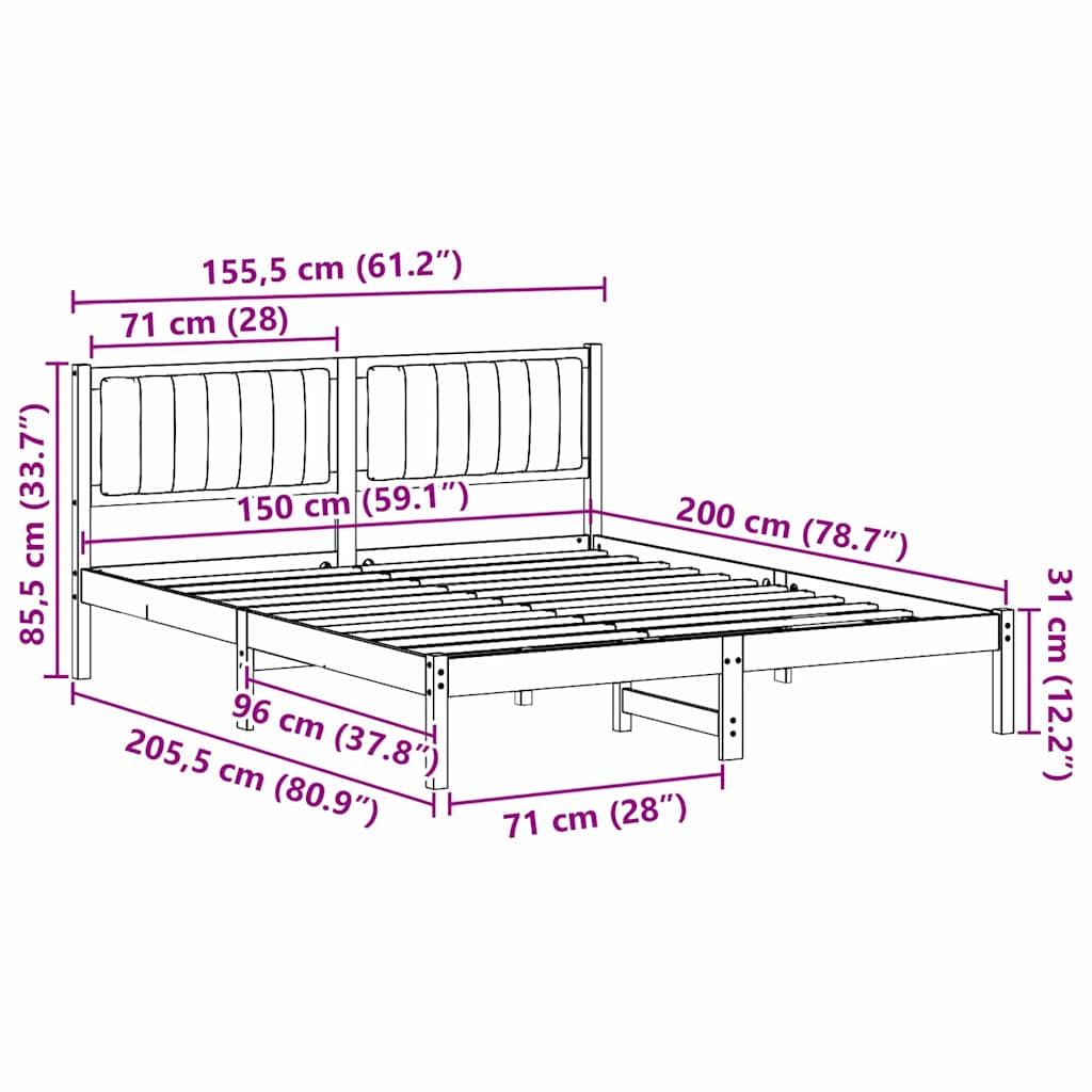 Bedframe met Gevoerd Hoofdgedeelte Donkergrijs 150 x 200 cm is nu te koop bij PeponiXL, paradijselijk wonen!