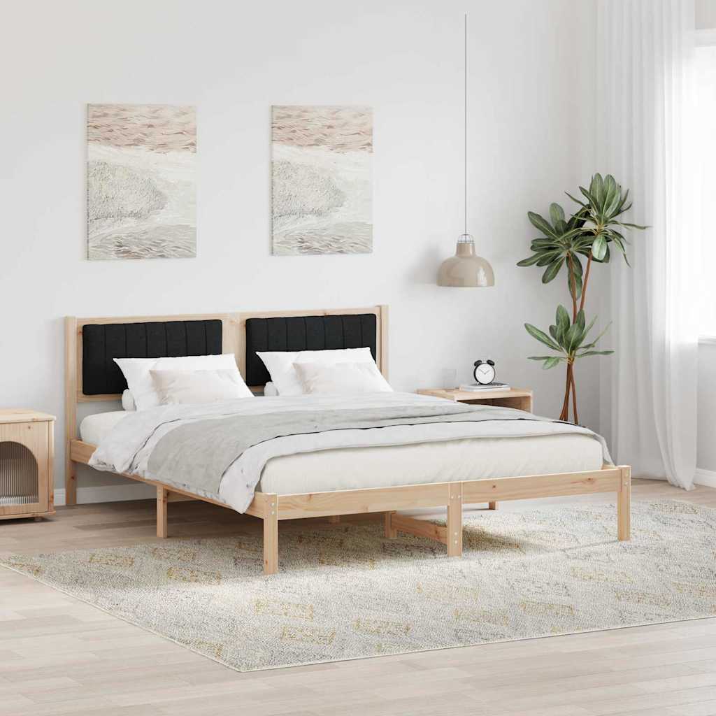 Bedframe met Gevoerd Hoofdgedeelte Zwart 150 x 200 cm is nu te koop bij PeponiXL, paradijselijk wonen!