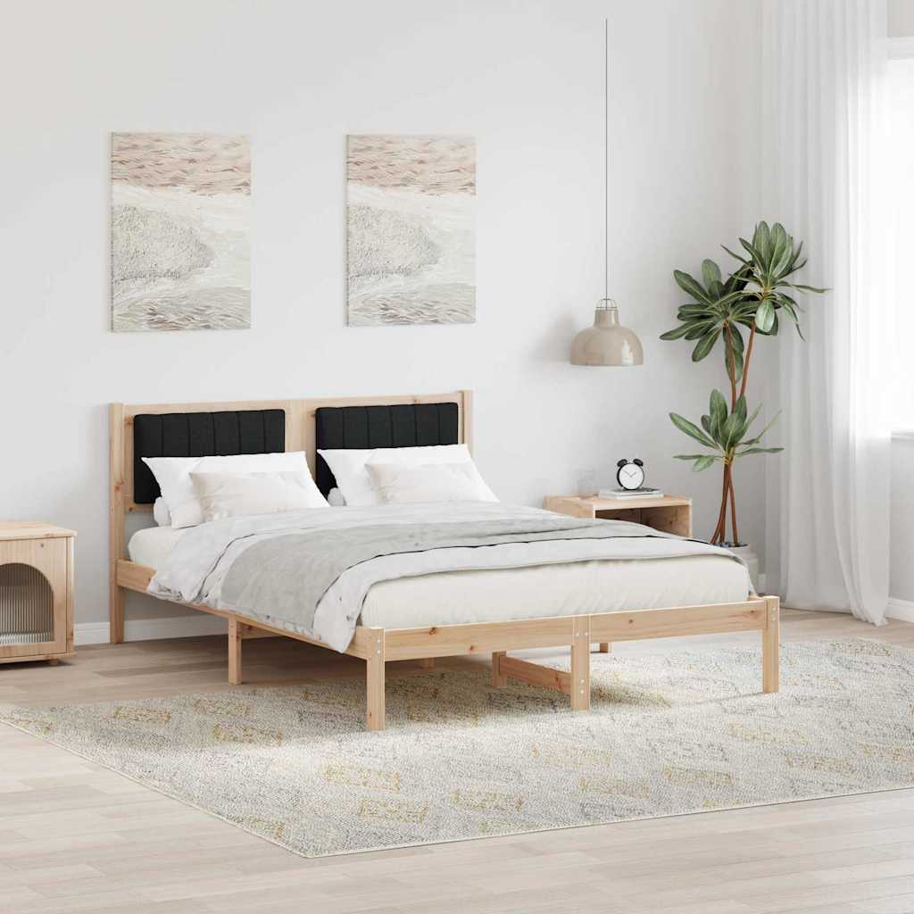 Bedframe met Gevoerd Hoofdgedeelte Zwart 140 x 190 cm is nu te koop bij PeponiXL, paradijselijk wonen!
