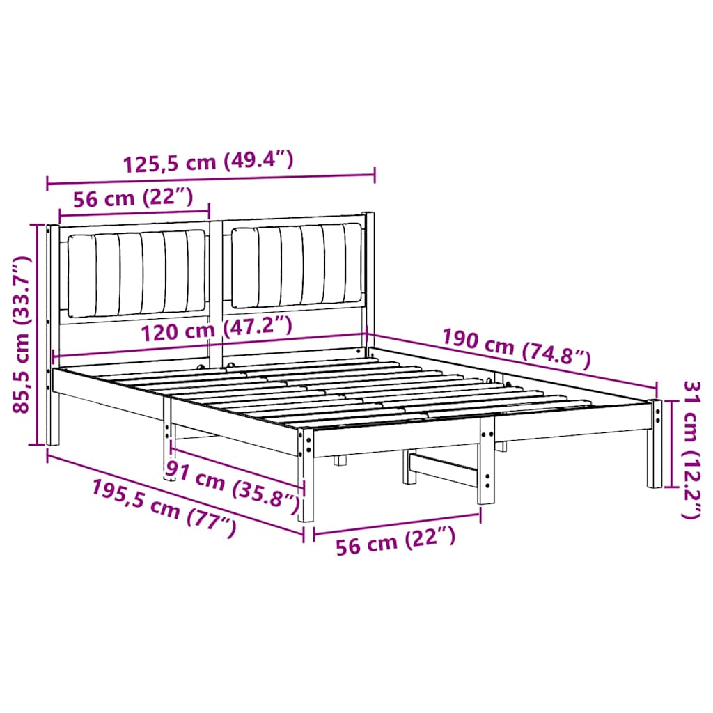 Bedframe met Gevoerd Hoofdgedeelte Taupe 120 x 190 cm is nu te koop bij PeponiXL, paradijselijk wonen!