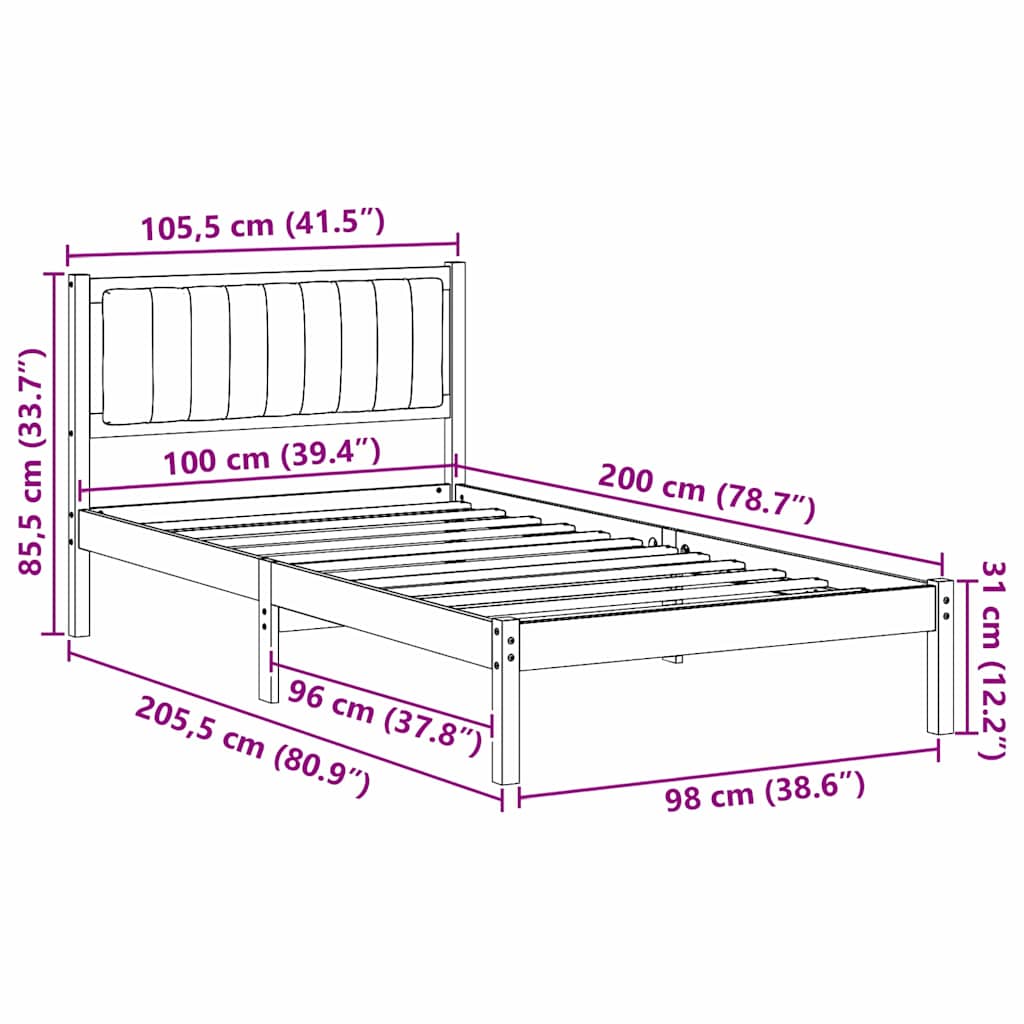 Bedframe met Gevoerd Hoofdgedeelte Zwart 100 x 200 cm is nu te koop bij PeponiXL, paradijselijk wonen!