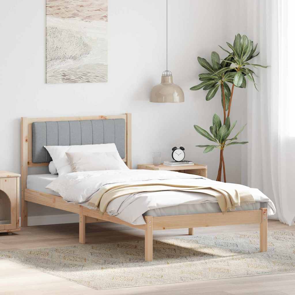 Bedframe met Gevoerd Hoofdgedeelte Lichtgrijs 90 x 190 cm is nu te koop bij PeponiXL, paradijselijk wonen!