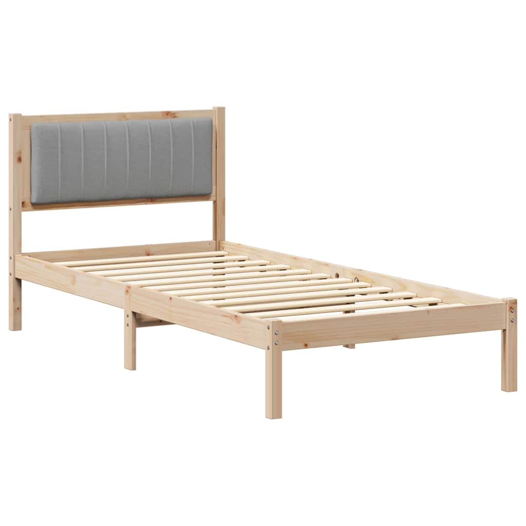 Bedframe met Gevoerd Hoofdgedeelte Lichtgrijs 90 x 190 cm is nu te koop bij PeponiXL, paradijselijk wonen!