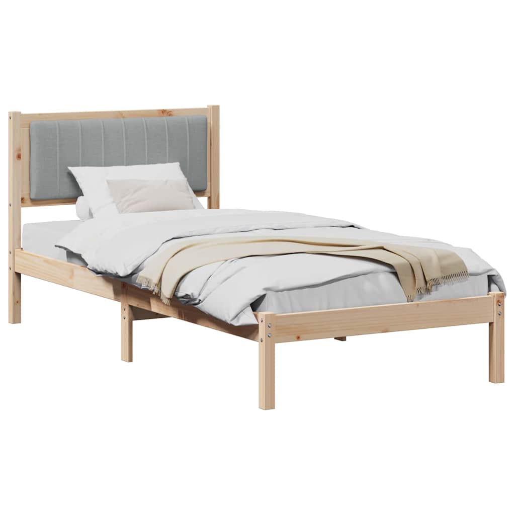 Bedframe met Gevoerd Hoofdgedeelte Lichtgrijs 90 x 190 cm is nu te koop bij PeponiXL, paradijselijk wonen!