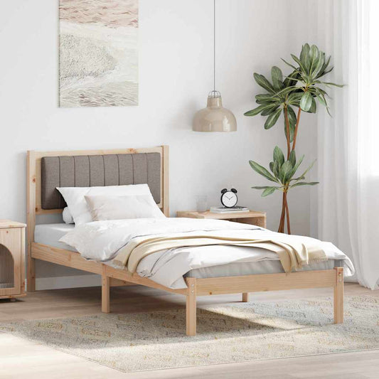 Bedframe met Gevoerd Hoofdgedeelte Taupe 90 x 190 cm is nu te koop bij PeponiXL, paradijselijk wonen!