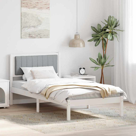 Bedframe met Gevoerd Hoofdgedeelte Lichtgrijs 90 x 190 cm is nu te koop bij PeponiXL, paradijselijk wonen!