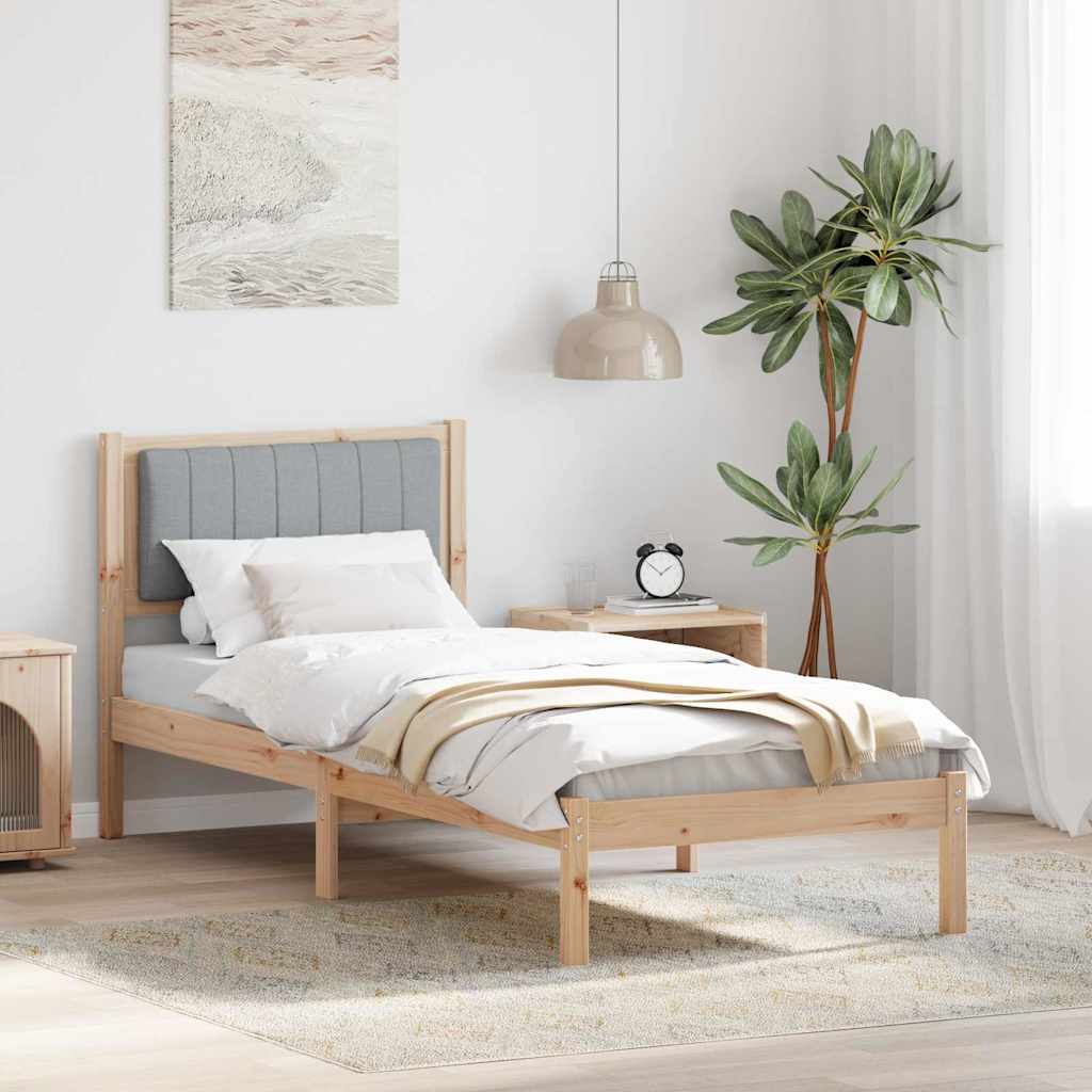 Bedframe met Gevoerd Hoofdgedeelte Lichtgrijs 75 x 190 cm is nu te koop bij PeponiXL, paradijselijk wonen!