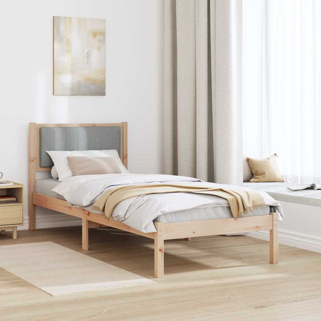 Bedframe met Gevoerd Hoofdgedeelte Lichtgrijs 75 x 190 cm is nu te koop bij PeponiXL, paradijselijk wonen!