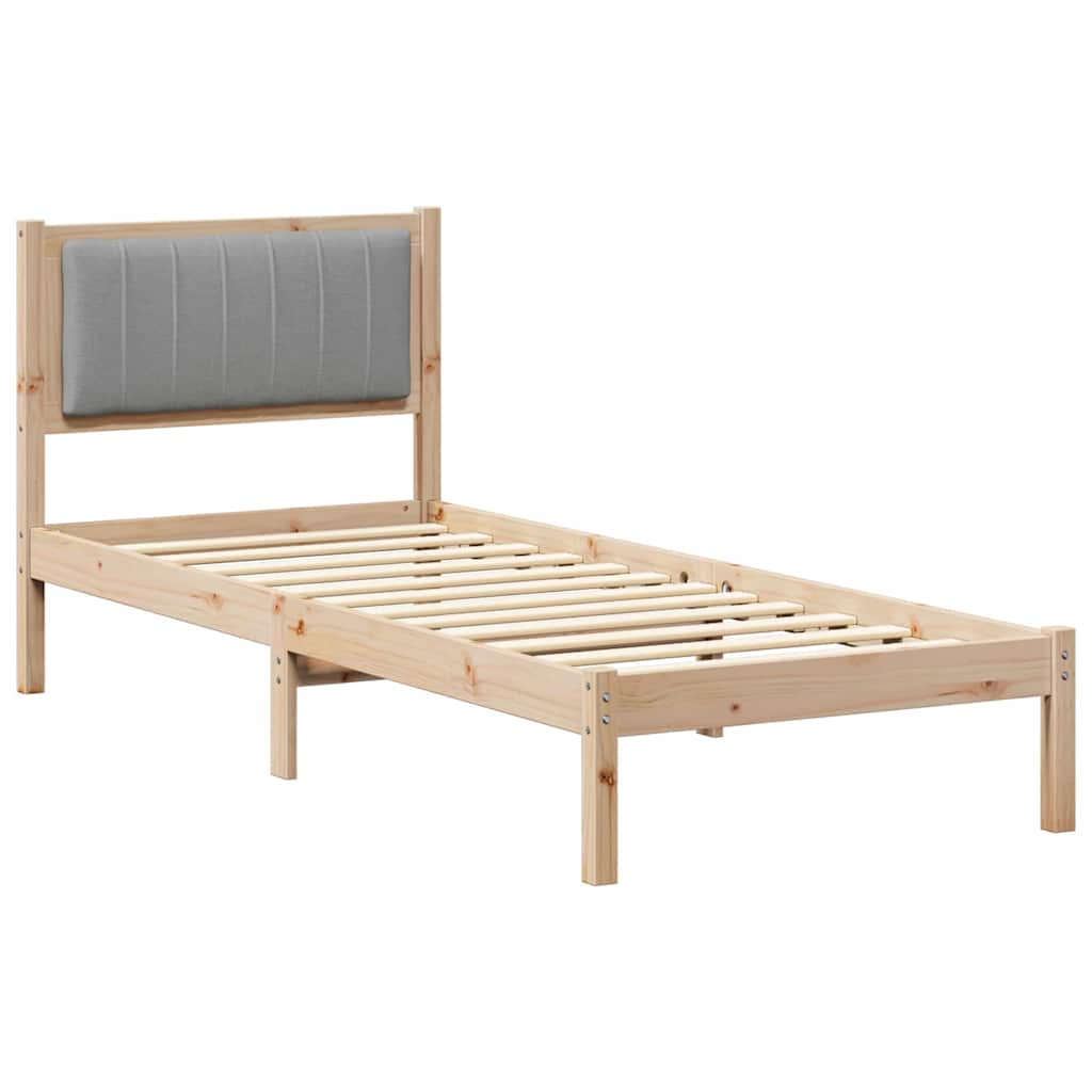 Bedframe met Gevoerd Hoofdgedeelte Lichtgrijs 75 x 190 cm is nu te koop bij PeponiXL, paradijselijk wonen!
