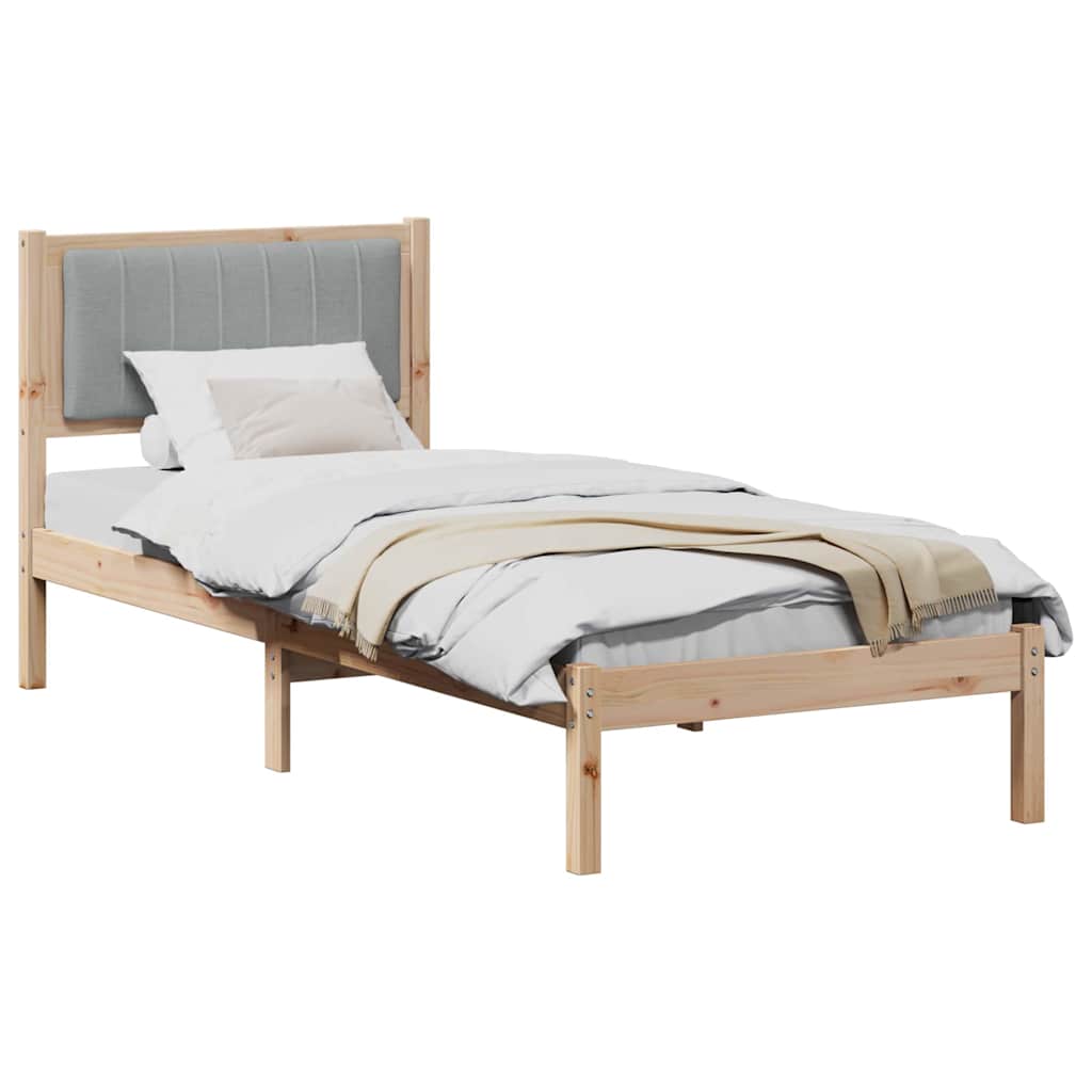 Bedframe met Gevoerd Hoofdgedeelte Lichtgrijs 75 x 190 cm is nu te koop bij PeponiXL, paradijselijk wonen!
