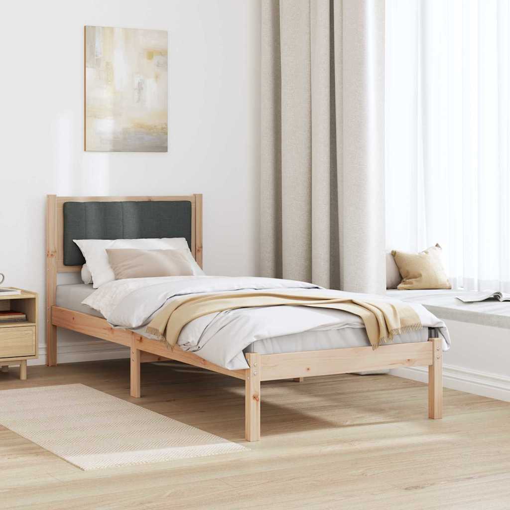 Bedframe met Gevoerd Hoofdgedeelte Donkergrijs 75 x 190 cm is nu te koop bij PeponiXL, paradijselijk wonen!