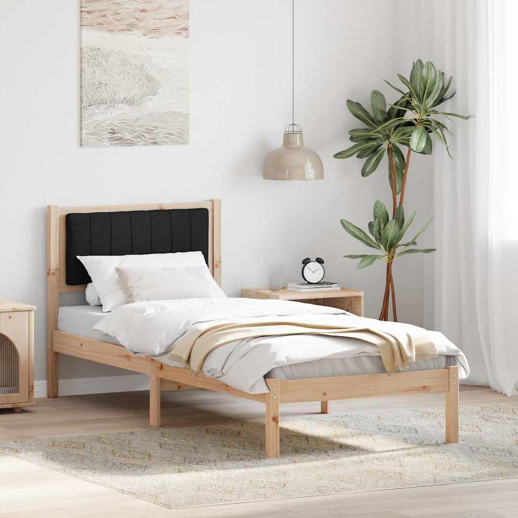 Bedframe met Gevoerd Hoofdgedeelte Zwart 75 x 190 cm is nu te koop bij PeponiXL, paradijselijk wonen!
