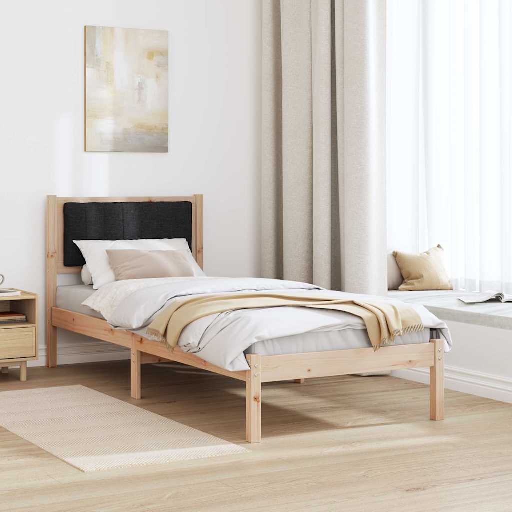 Bedframe met Gevoerd Hoofdgedeelte Zwart 75 x 190 cm is nu te koop bij PeponiXL, paradijselijk wonen!