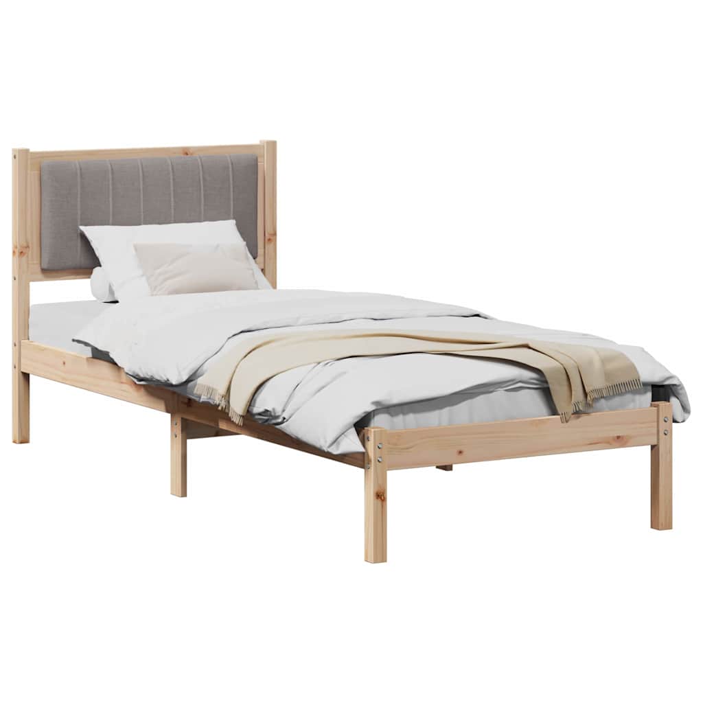 Bedframe met Gevoerd Hoofdgedeelte Taupe 75 x 190 cm is nu te koop bij PeponiXL, paradijselijk wonen!