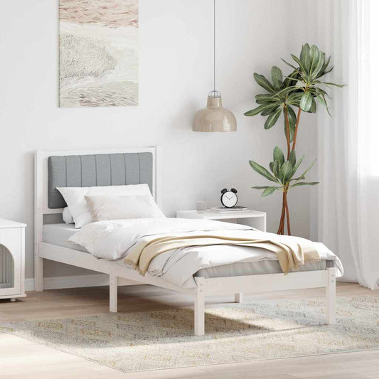 Bedframe met Gevoerd Hoofdgedeelte Lichtgrijs 75 x 190 cm is nu te koop bij PeponiXL, paradijselijk wonen!