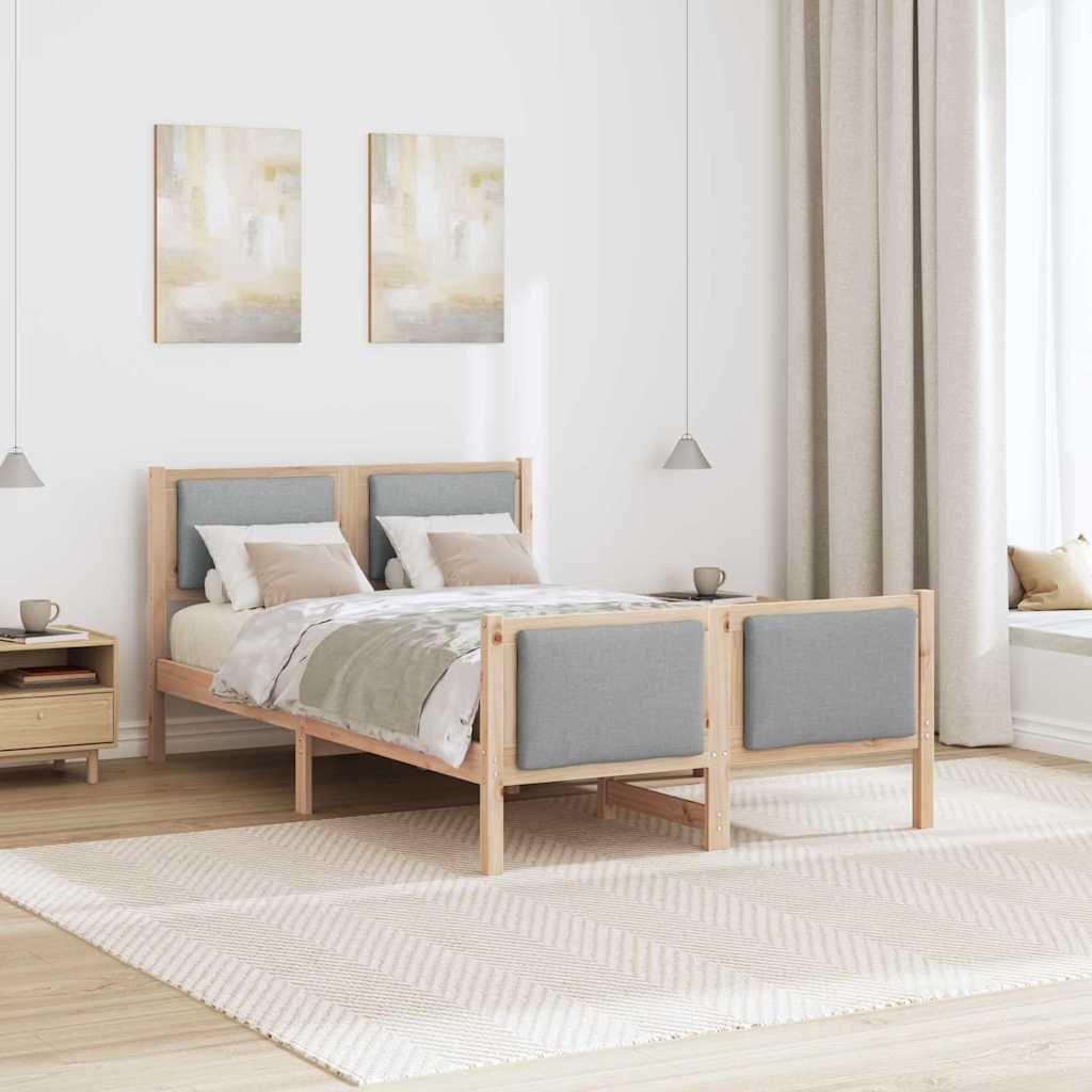 Bedframe met hoofdeinde Lichtgrijs 120 x 200 cm Stof is nu te koop bij PeponiXL, paradijselijk wonen!