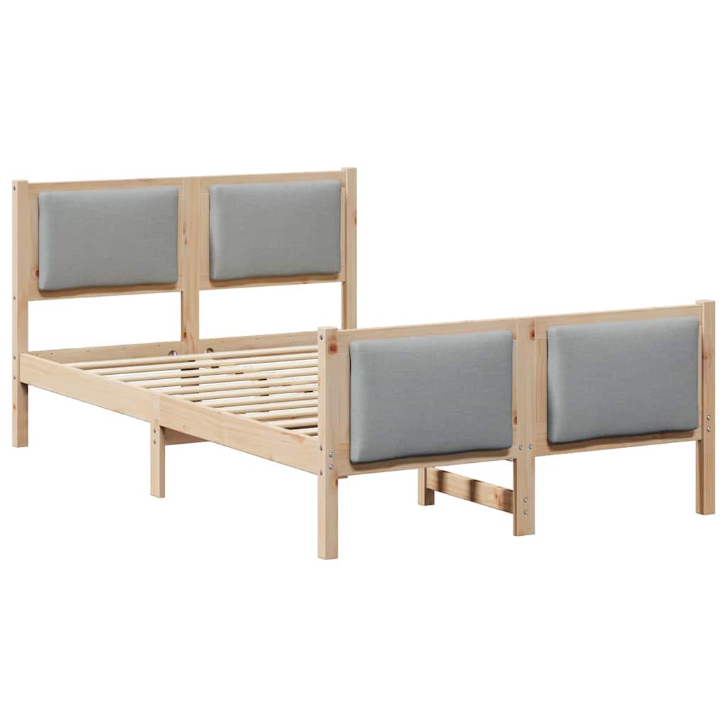 Bedframe met hoofdeinde Lichtgrijs 120 x 200 cm Stof is nu te koop bij PeponiXL, paradijselijk wonen!