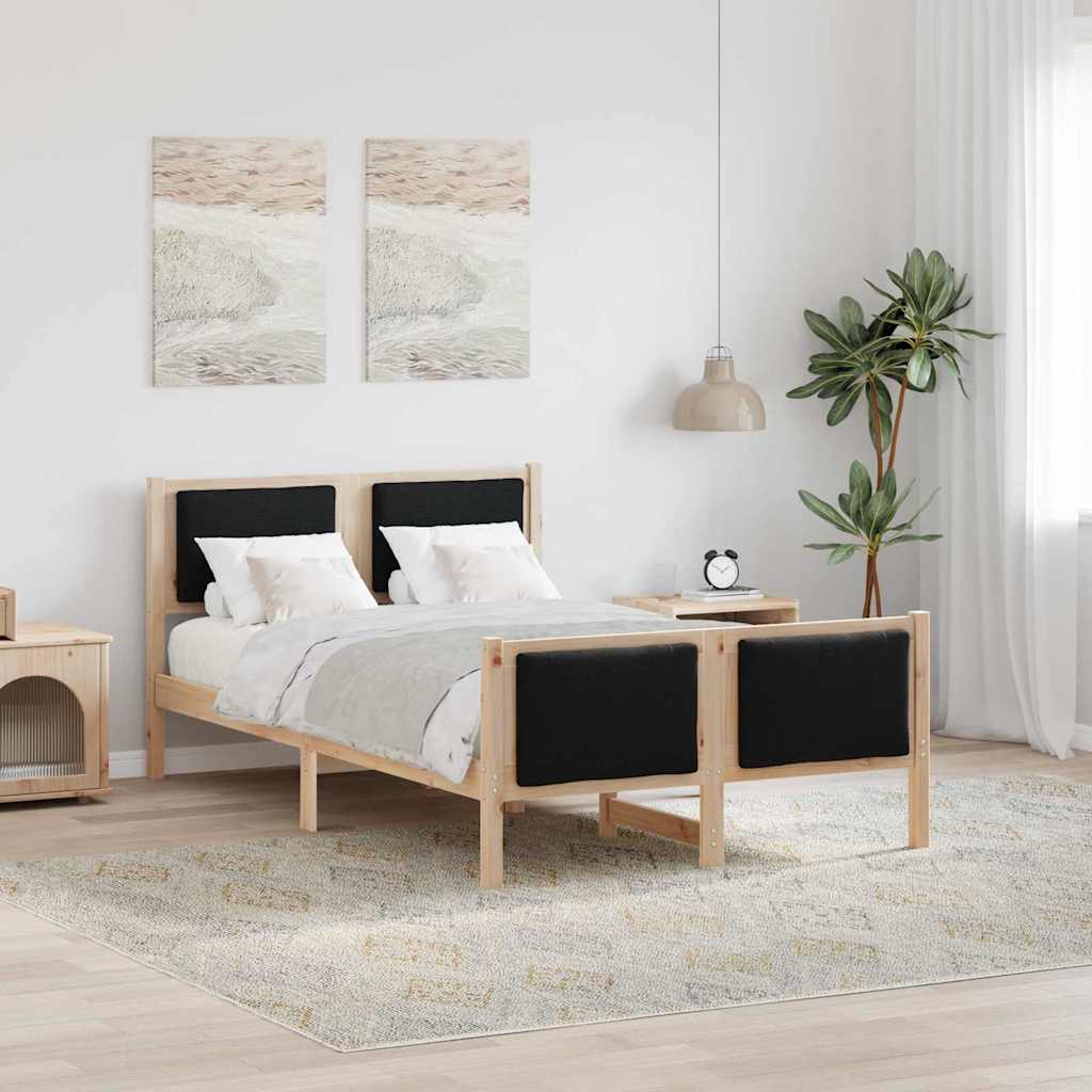 Bedframe met hoofdeinde Zwart 120 x 200 cm Stof is nu te koop bij PeponiXL, paradijselijk wonen!