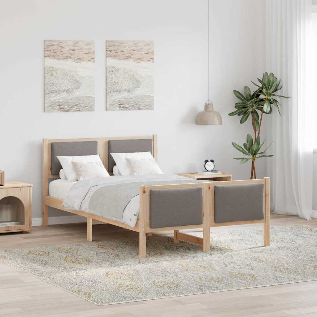 Bedframe met hoofdeinde Taupe 120 x 200 cm Stof is nu te koop bij PeponiXL, paradijselijk wonen!