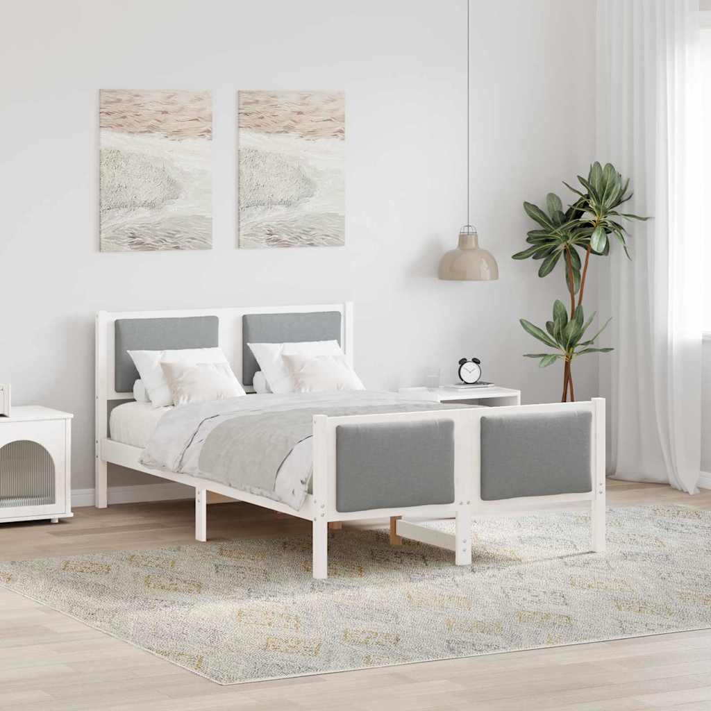 Bedframe met hoofdeinde Lichtgrijs 120 x 200 cm Stof is nu te koop bij PeponiXL, paradijselijk wonen!