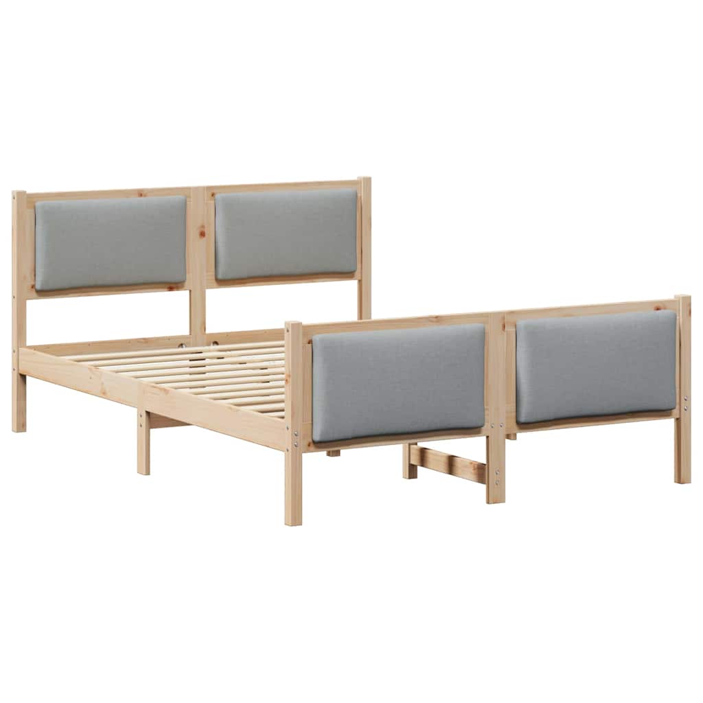 Bedframe met hoofdeinde Lichtgrijs 140 x 190 cm Stof is nu te koop bij PeponiXL, paradijselijk wonen!
