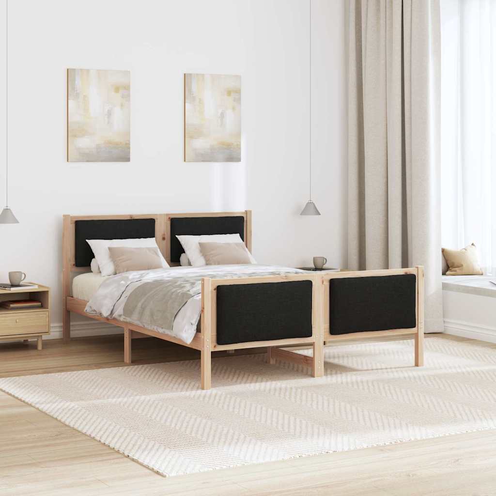 Bedframe met hoofdeinde Zwart 140 x 190 cm Stof is nu te koop bij PeponiXL, paradijselijk wonen!