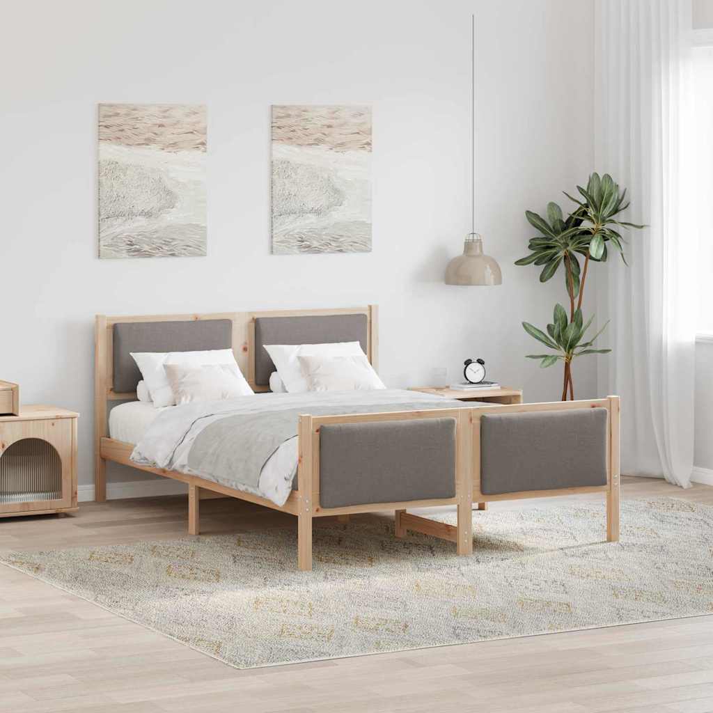 Bedframe met hoofdeinde Taupe 140 x 190 cm Stof is nu te koop bij PeponiXL, paradijselijk wonen!