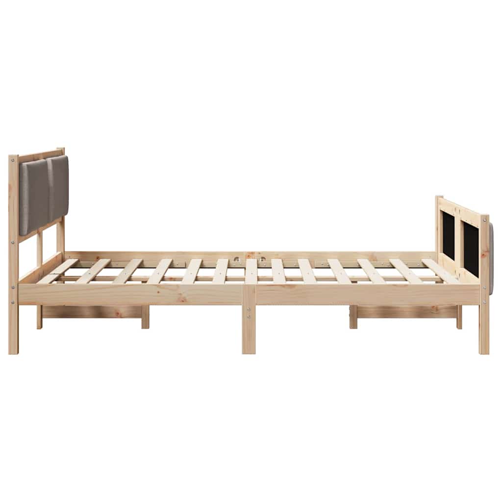 Bedframe met hoofdeinde Taupe 140 x 190 cm Stof is nu te koop bij PeponiXL, paradijselijk wonen!