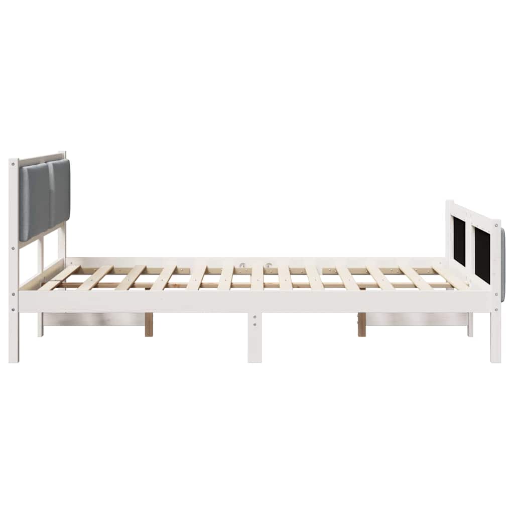 Bedframe met hoofdeinde Lichtgrijs 140 x 190 cm Stof is nu te koop bij PeponiXL, paradijselijk wonen!