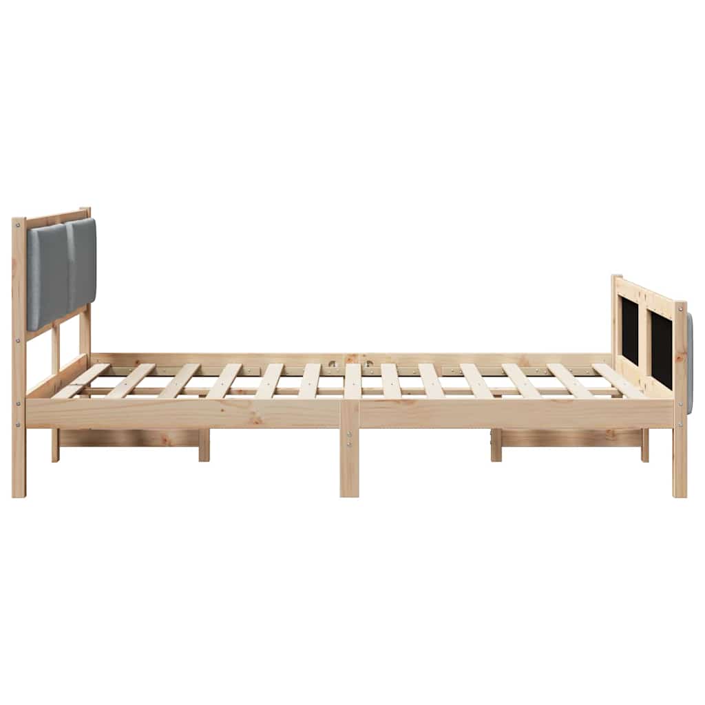 Bedframe met hoofdeinde Lichtgrijs 135 x 190 cm Stof is nu te koop bij PeponiXL, paradijselijk wonen!