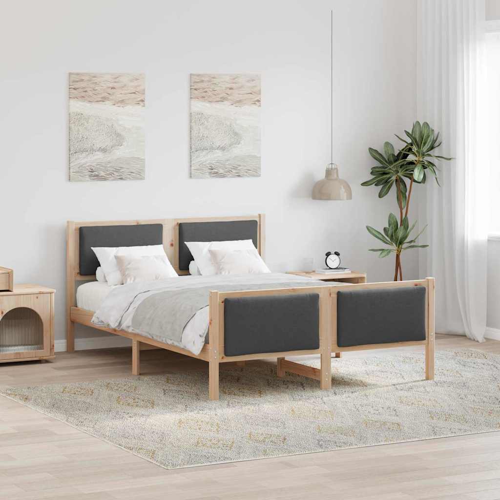 Bedframe met hoofdeinde Donkergrijs 135 x 190 cm Stof is nu te koop bij PeponiXL, paradijselijk wonen!