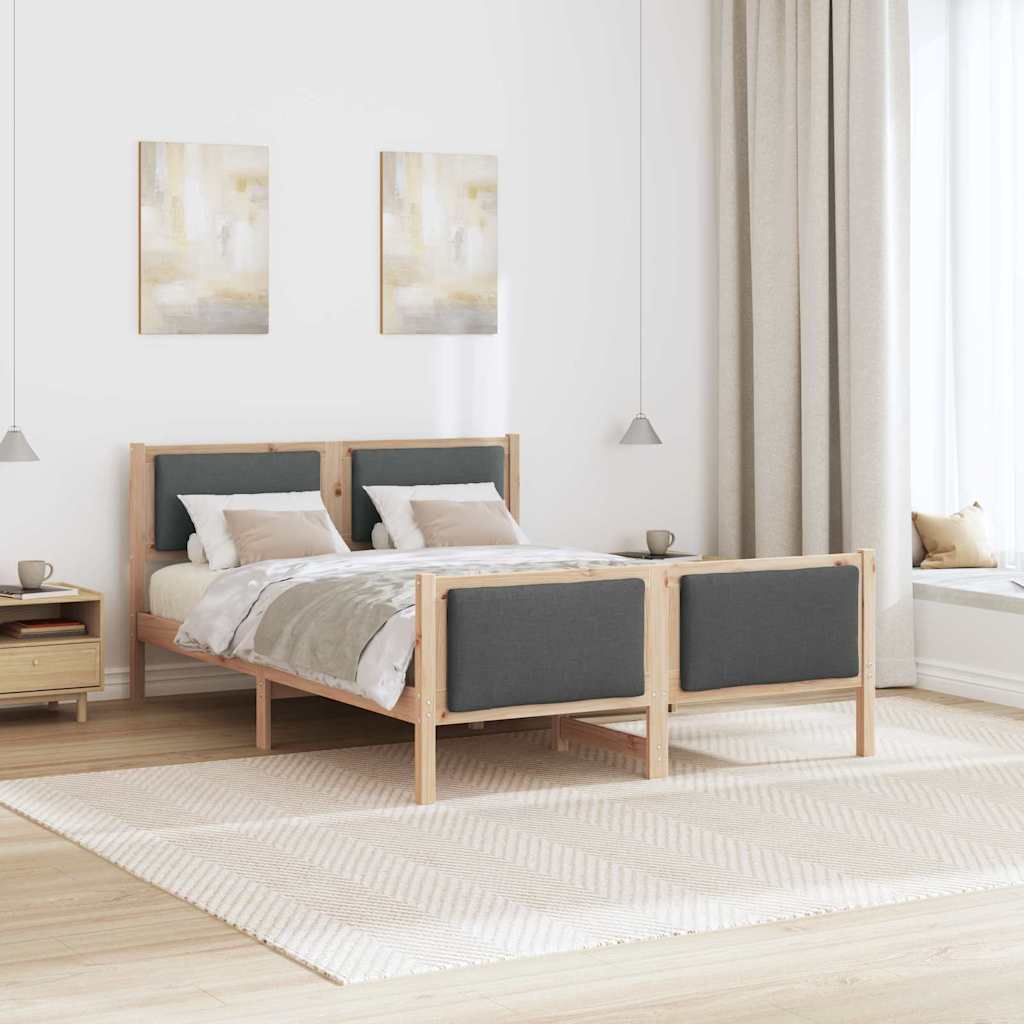 Bedframe met hoofdeinde Donkergrijs 135 x 190 cm Stof is nu te koop bij PeponiXL, paradijselijk wonen!