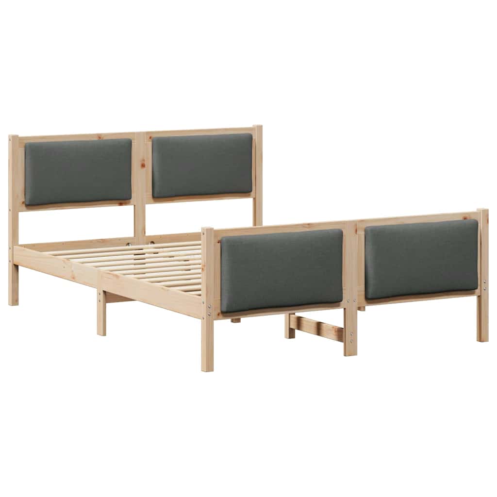 Bedframe met hoofdeinde Donkergrijs 135 x 190 cm Stof is nu te koop bij PeponiXL, paradijselijk wonen!