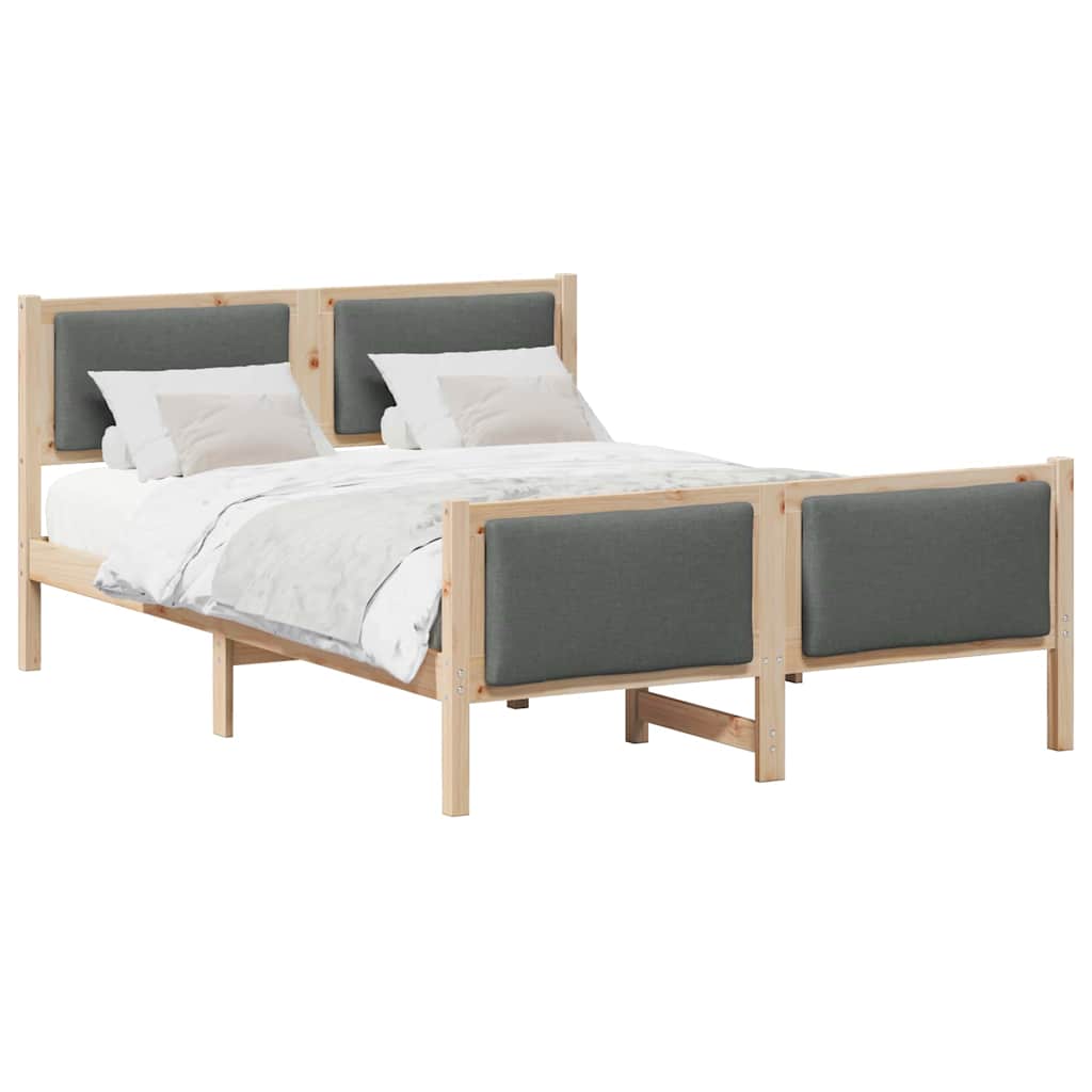 Bedframe met hoofdeinde Donkergrijs 135 x 190 cm Stof is nu te koop bij PeponiXL, paradijselijk wonen!