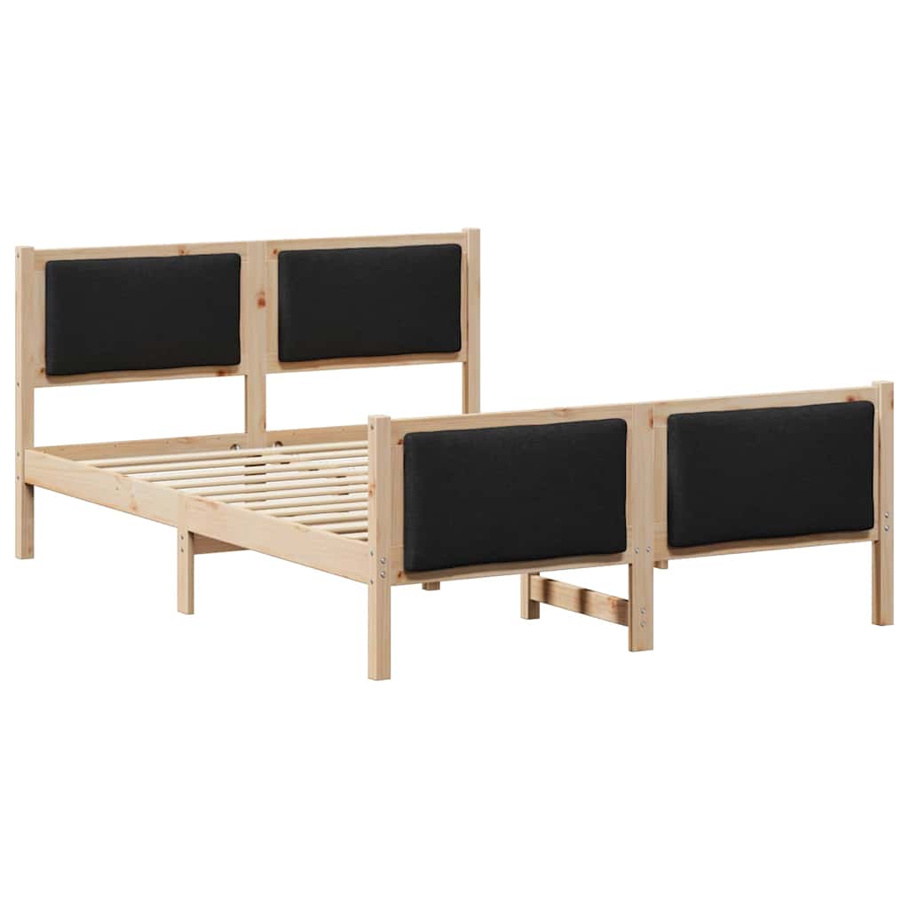 Bedframe met hoofdeinde Zwart 135 x 190 cm Stof is nu te koop bij PeponiXL, paradijselijk wonen!