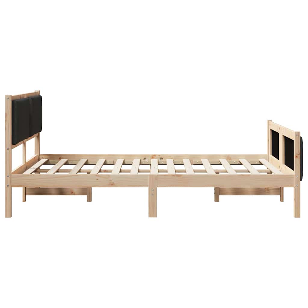 Bedframe met hoofdeinde Zwart 135 x 190 cm Stof is nu te koop bij PeponiXL, paradijselijk wonen!