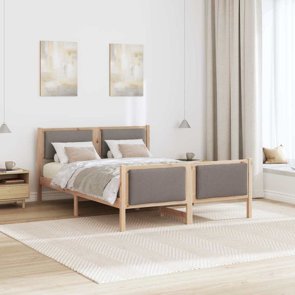 Bedframe met hoofdeinde Taupe 135 x 190 cm Stof is nu te koop bij PeponiXL, paradijselijk wonen!