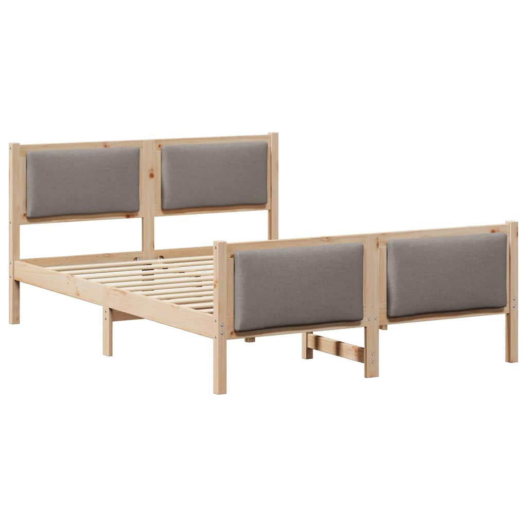 Bedframe met hoofdeinde Taupe 135 x 190 cm Stof is nu te koop bij PeponiXL, paradijselijk wonen!