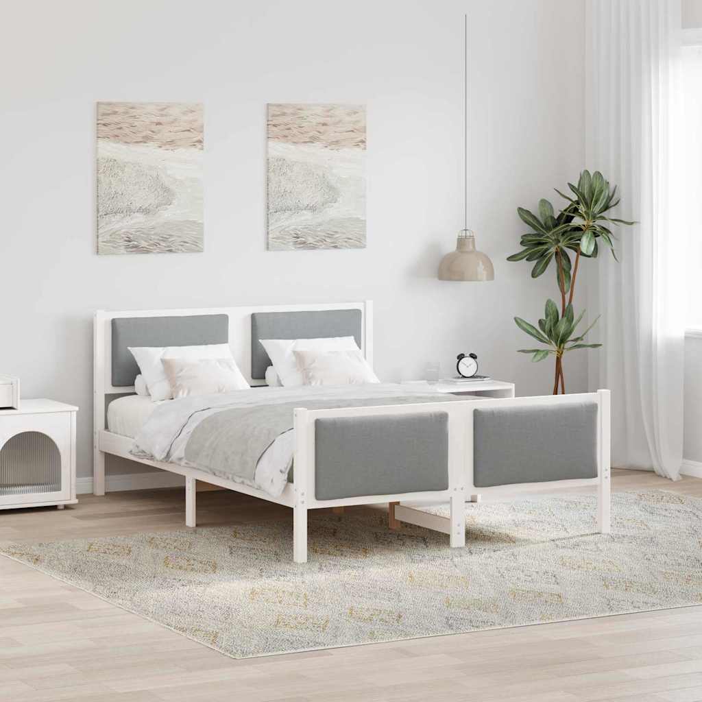 Bedframe met hoofdeinde Lichtgrijs 135 x 190 cm Stof is nu te koop bij PeponiXL, paradijselijk wonen!