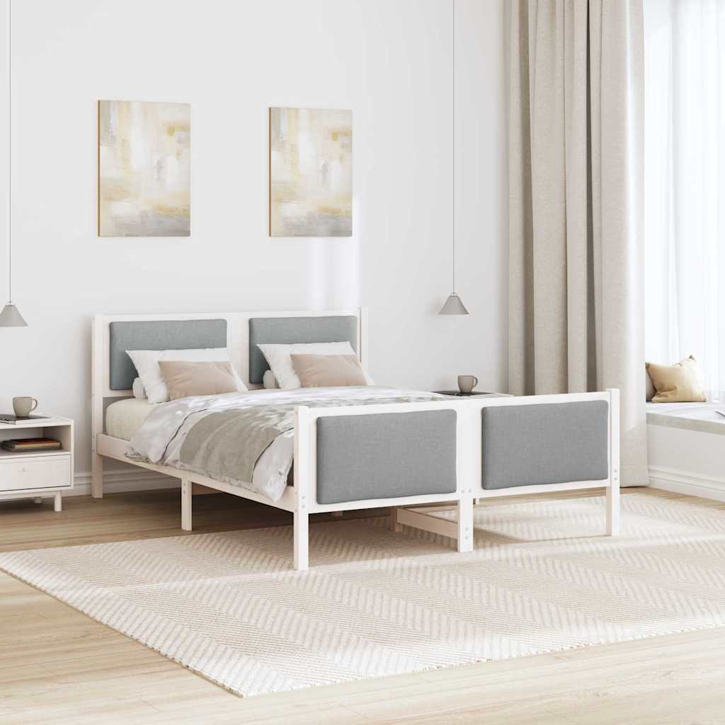 Bedframe met hoofdeinde Lichtgrijs 135 x 190 cm Stof is nu te koop bij PeponiXL, paradijselijk wonen!