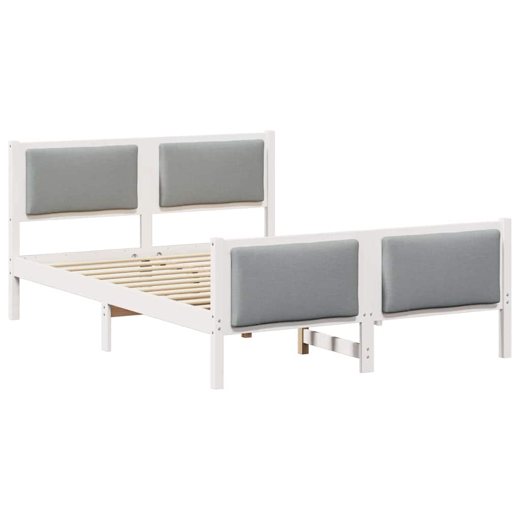 Bedframe met hoofdeinde Lichtgrijs 135 x 190 cm Stof is nu te koop bij PeponiXL, paradijselijk wonen!