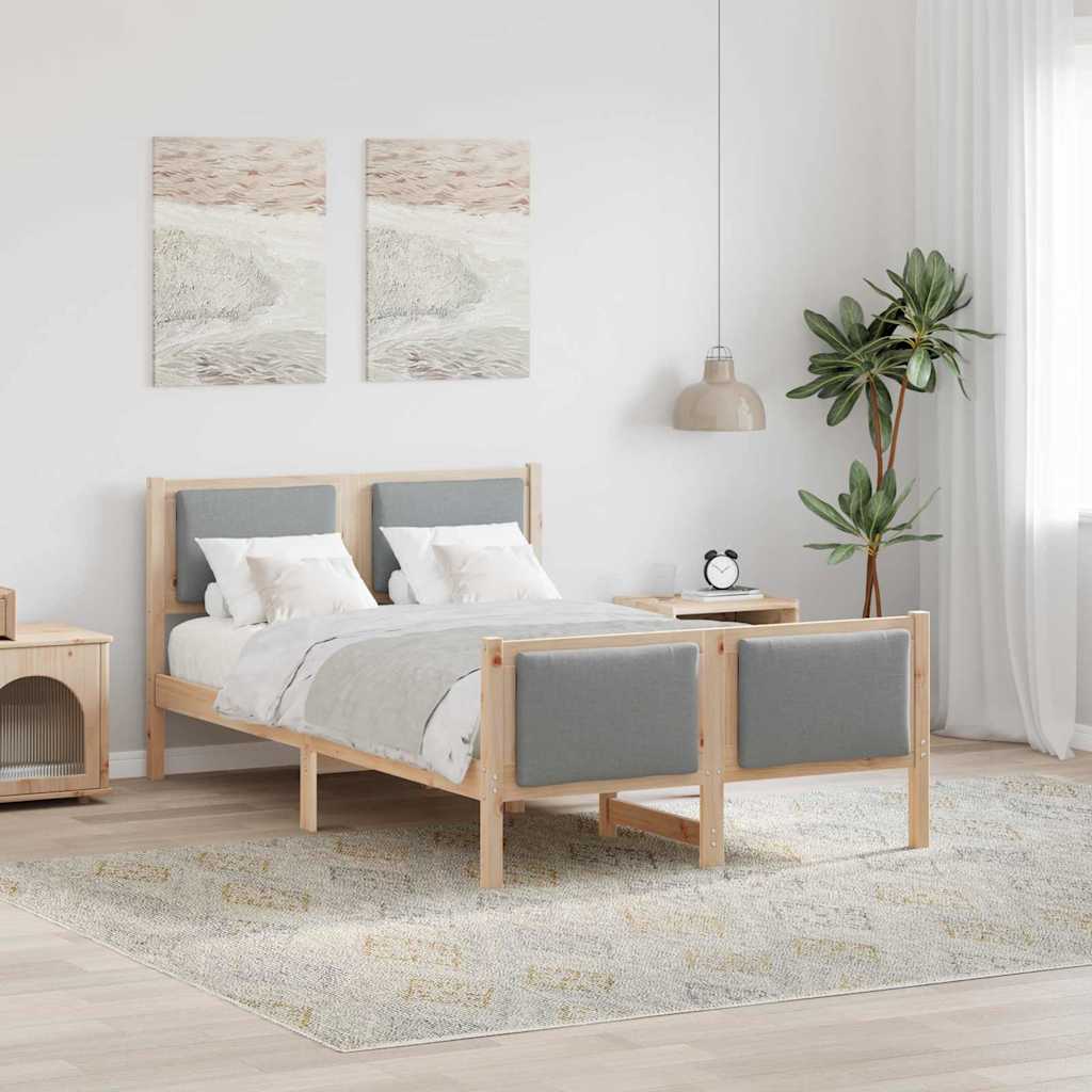 Bedframe met hoofdeinde Lichtgrijs 120 x 190 cm Stof is nu te koop bij PeponiXL, paradijselijk wonen!