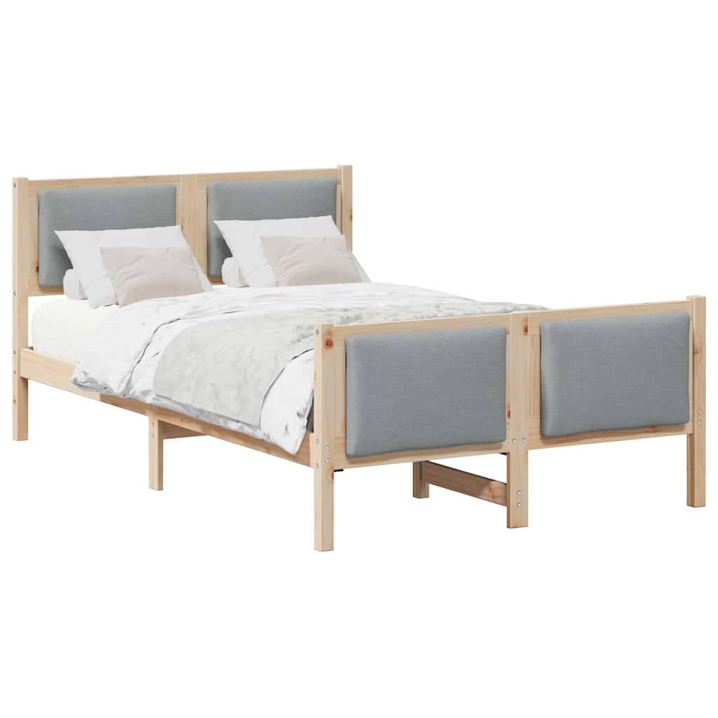 Bedframe met hoofdeinde Lichtgrijs 120 x 190 cm Stof is nu te koop bij PeponiXL, paradijselijk wonen!