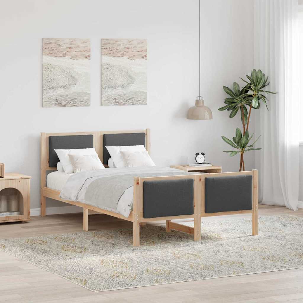 Bedframe met hoofdeinde Donkergrijs 120 x 190 cm Stof is nu te koop bij PeponiXL, paradijselijk wonen!