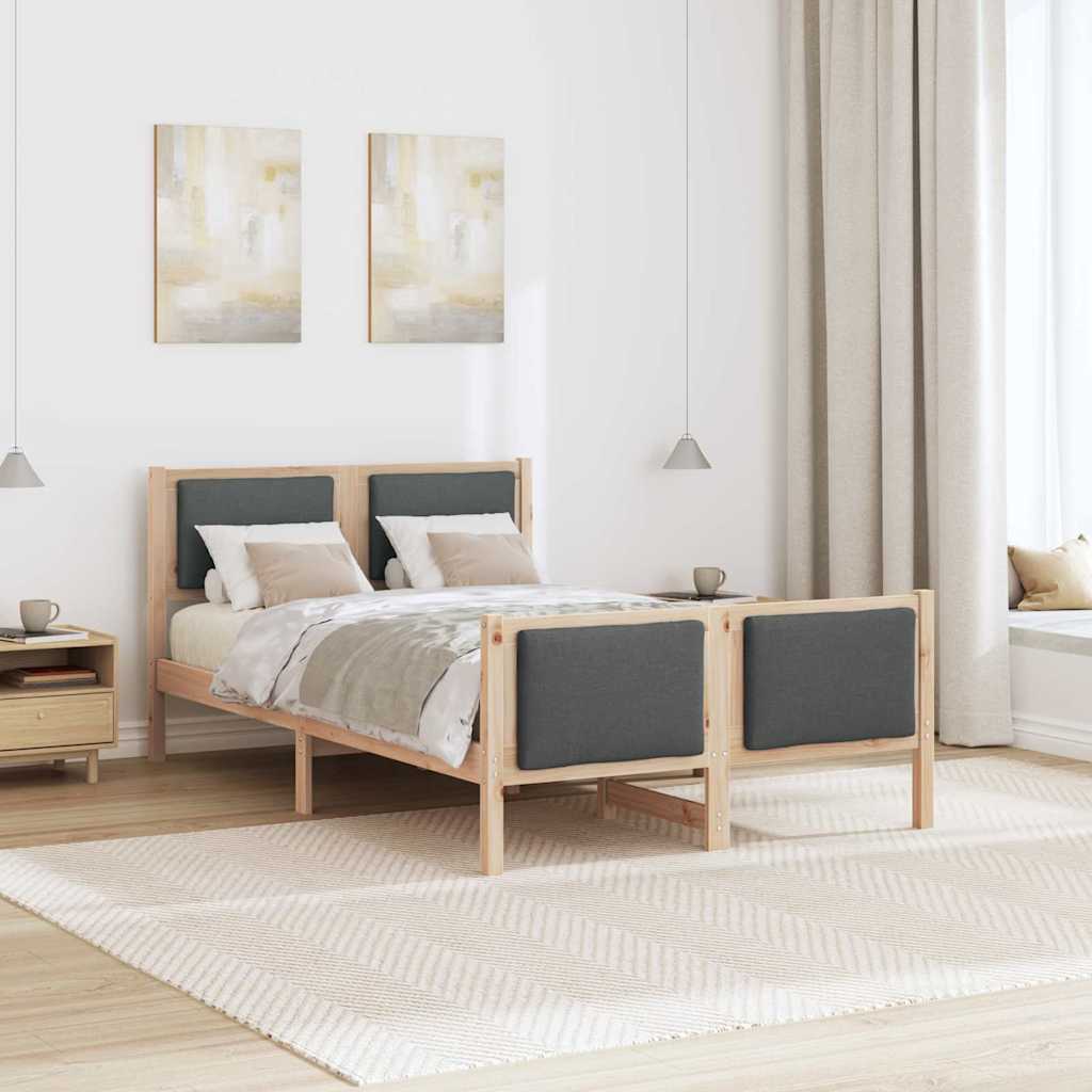 Bedframe met hoofdeinde Donkergrijs 120 x 190 cm Stof is nu te koop bij PeponiXL, paradijselijk wonen!