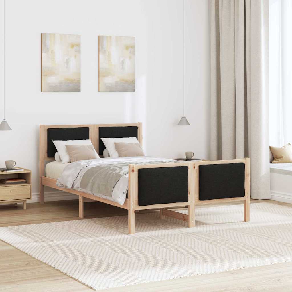 Bedframe met hoofdeinde Zwart 120 x 190 cm Stof is nu te koop bij PeponiXL, paradijselijk wonen!