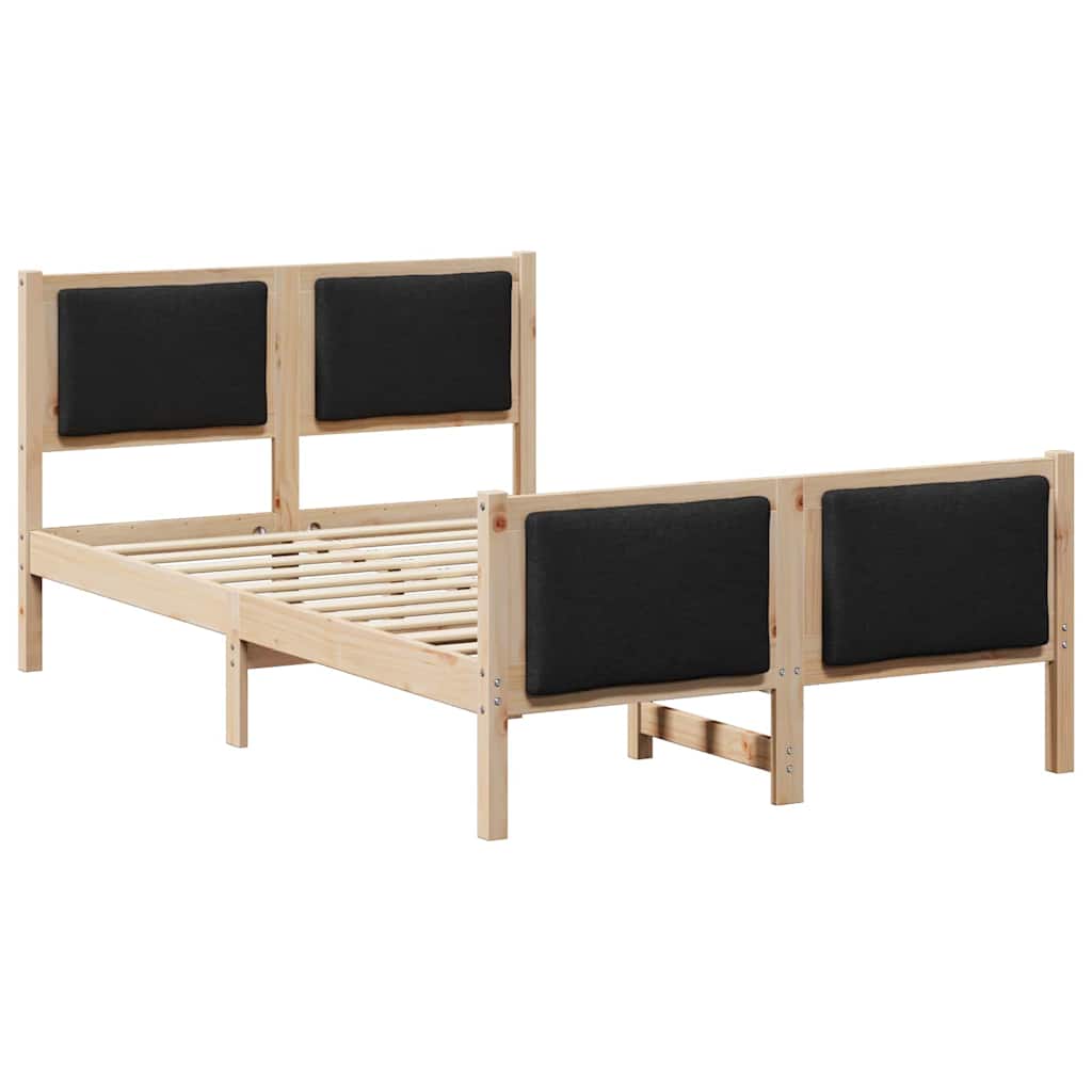 Bedframe met hoofdeinde Zwart 120 x 190 cm Stof is nu te koop bij PeponiXL, paradijselijk wonen!