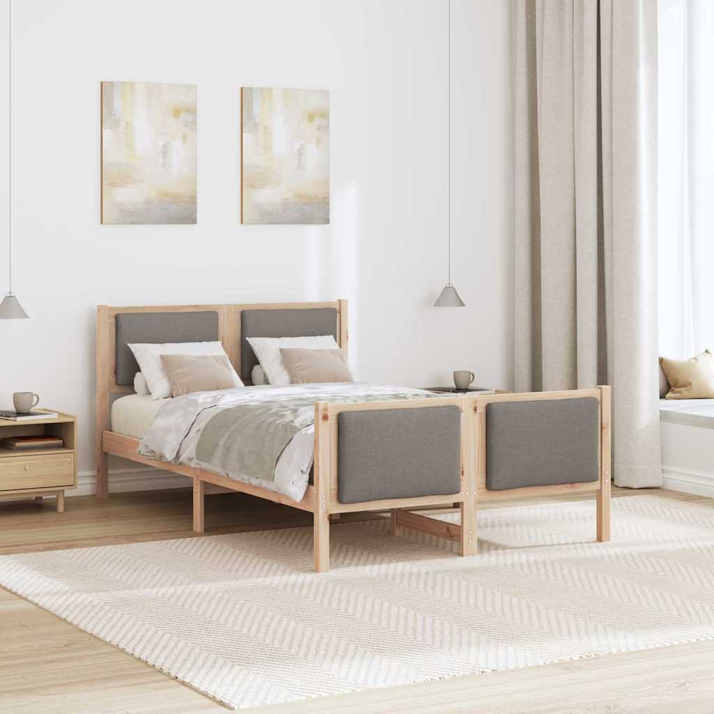 Bedframe met hoofdeinde Taupe 120 x 190 cm Stof is nu te koop bij PeponiXL, paradijselijk wonen!