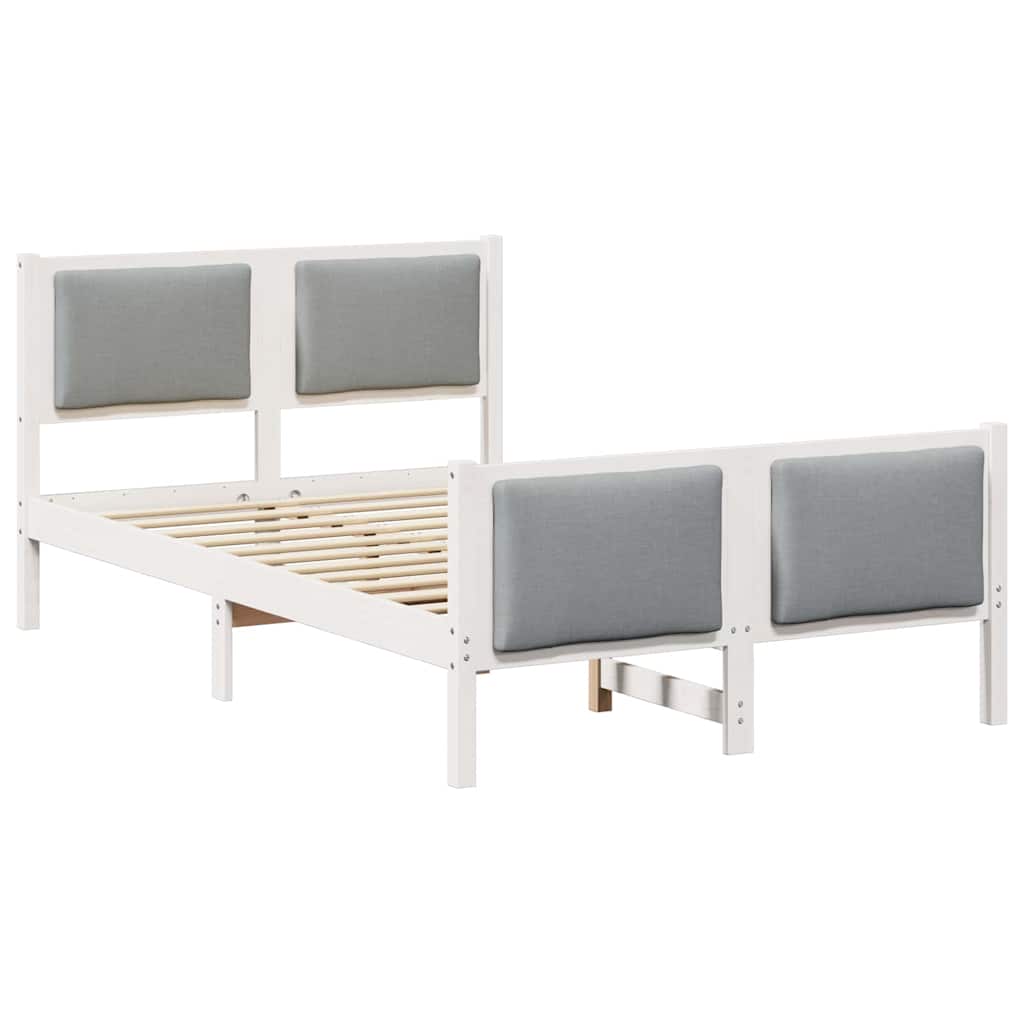 Bedframe met hoofdeinde Lichtgrijs 120 x 190 cm Stof is nu te koop bij PeponiXL, paradijselijk wonen!